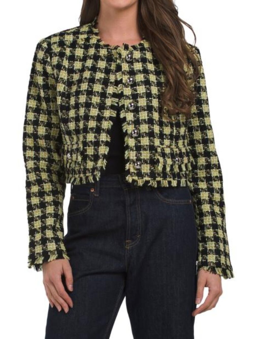 TOCCIN Lainey Crew Neck Cropped Jacket